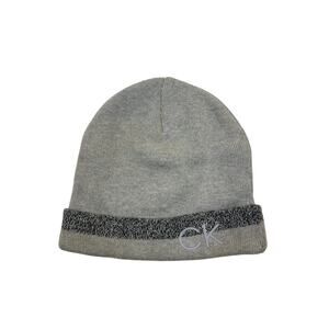Calvin Klein Men’s Gray Knit Beanie Hat | One Size | Winter Skull Cap